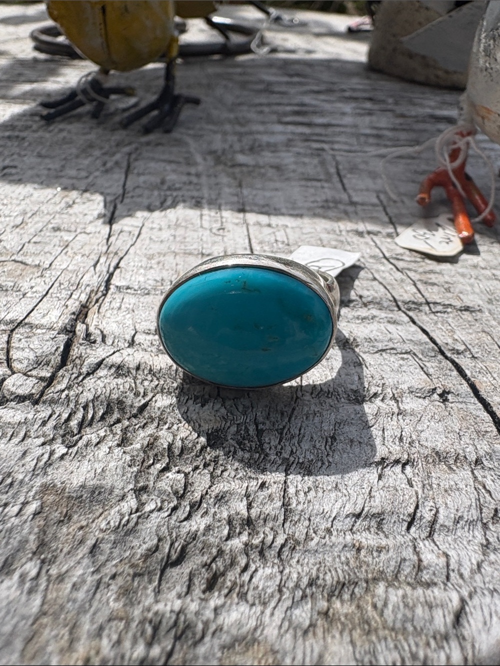 Turquoise Oval Sterling Ring sleeping beauty